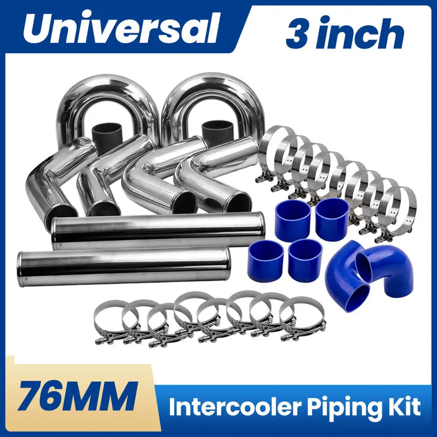 3 76mm Aluminum Universal Intercooler Turbo Piping Pipe kit