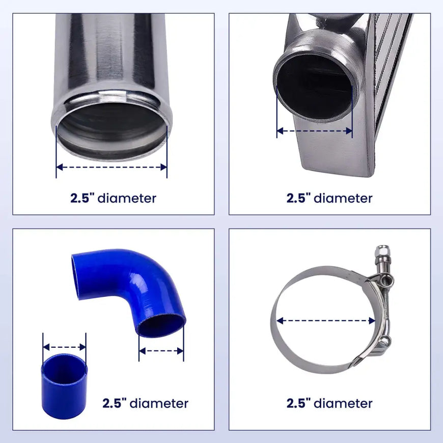 Universal Pipe Kit Front Mount Intercooler 27x7x2.5 Core Tube fin